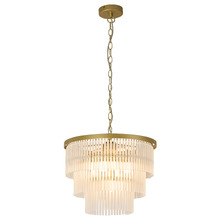 Richards Brushed Brass Glass 3 Tier 4 Light Chandelier